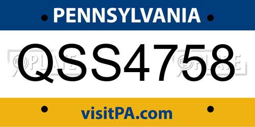 QSS4758 Pennsylvania License Plate