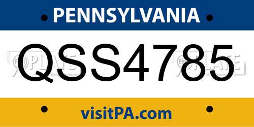 QSS4785 Pennsylvania License Plate