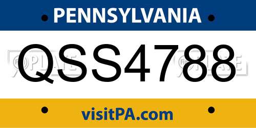 QSS4788 Pennsylvania License Plate