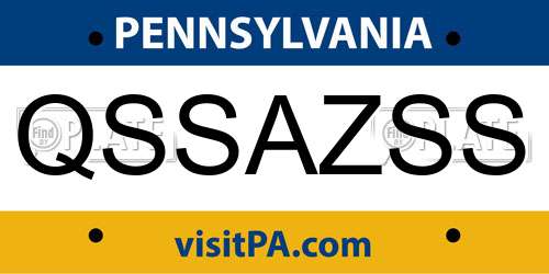 QSSAZSS Pennsylvania License Plate