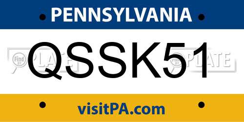 QSSK51 Pennsylvania License Plate