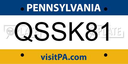 QSSK81 Pennsylvania License Plate