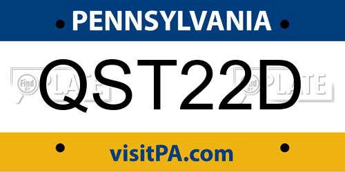 QST22D Pennsylvania License Plate