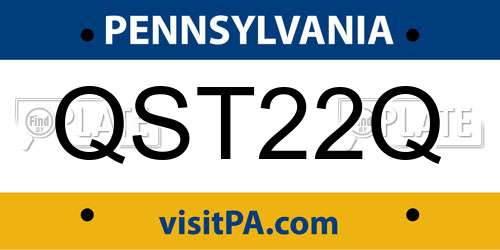 QST22Q Pennsylvania License Plate
