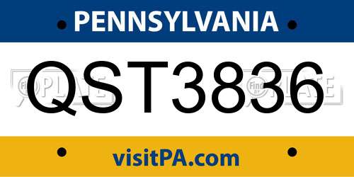 QST3836 Pennsylvania License Plate