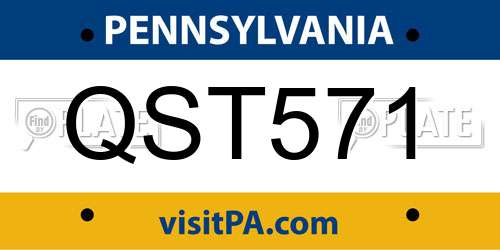 QST571 Pennsylvania License Plate