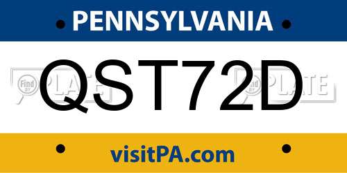 QST72D Pennsylvania License Plate