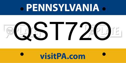 QST72O Pennsylvania License Plate