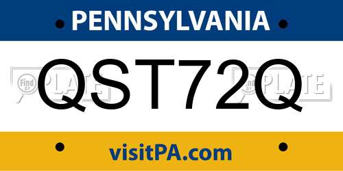 QST72Q Pennsylvania License Plate