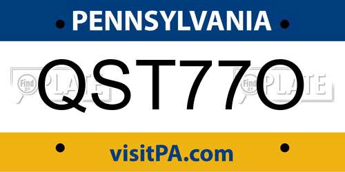 QST77O Pennsylvania License Plate