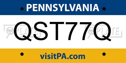 QST77Q Pennsylvania License Plate