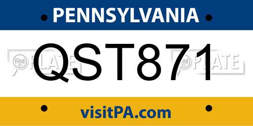 QST871 Pennsylvania License Plate