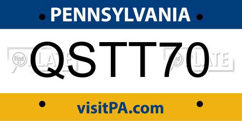 QSTT70 Pennsylvania License Plate