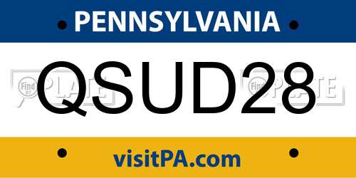 QSUD28 Pennsylvania License Plate