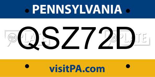 QSZ72D Pennsylvania License Plate