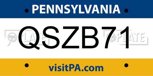 QSZB71 Pennsylvania License Plate