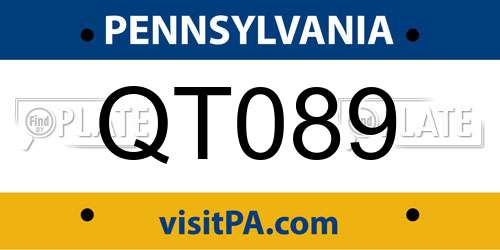 QT089 Pennsylvania License Plate