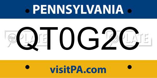 QT0G2C Pennsylvania License Plate