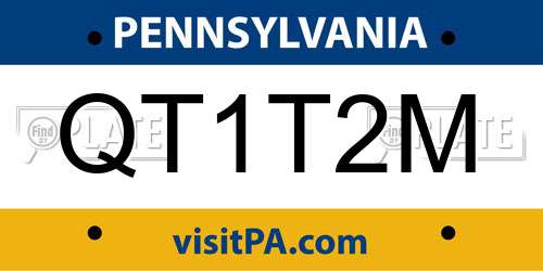 QT1T2M Pennsylvania License Plate
