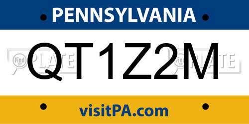 QT1Z2M Pennsylvania License Plate