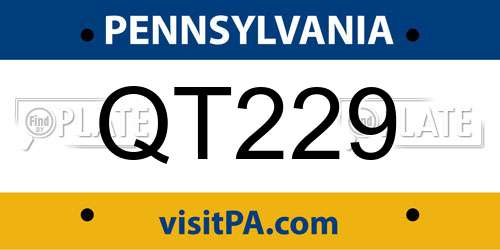 QT229 Pennsylvania License Plate