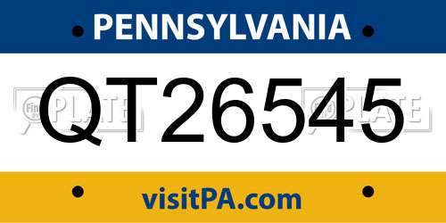 QT26545 Pennsylvania License Plate