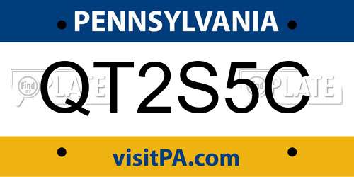 QT2S5C Pennsylvania License Plate