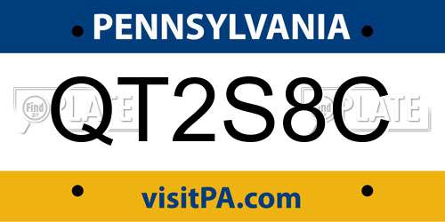 QT2S8C Pennsylvania License Plate