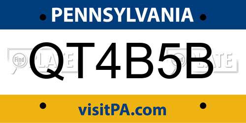 QT4B5B Pennsylvania License Plate