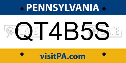 QT4B5S Pennsylvania License Plate