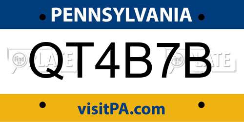 QT4B7B Pennsylvania License Plate