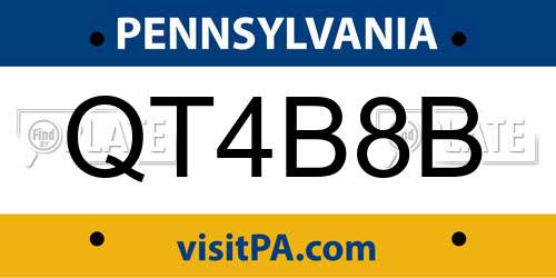 QT4B8B Pennsylvania License Plate