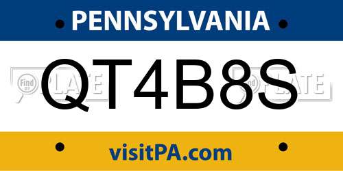 QT4B8S Pennsylvania License Plate