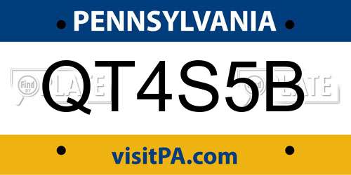 QT4S5B Pennsylvania License Plate
