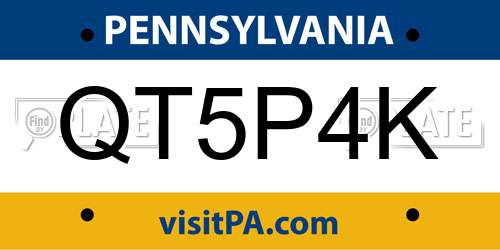 QT5P4K Pennsylvania License Plate
