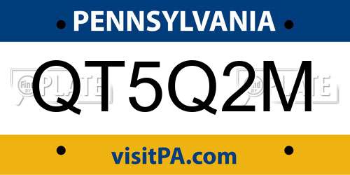 QT5Q2M Pennsylvania License Plate
