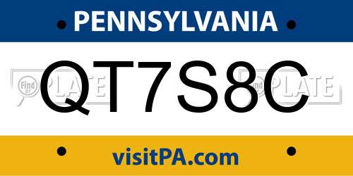 QT7S8C Pennsylvania License Plate