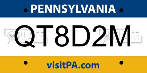 QT8D2M Pennsylvania License Plate