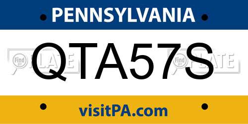 QTA57S Pennsylvania License Plate