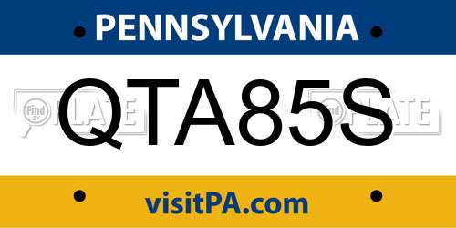 QTA85S Pennsylvania License Plate