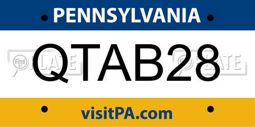 QTAB28 Pennsylvania License Plate