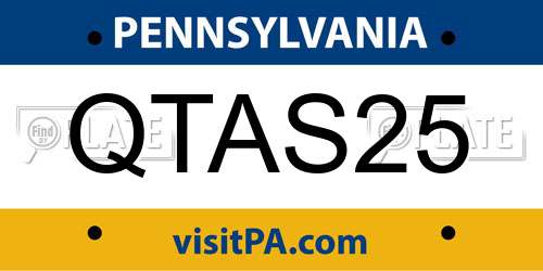 QTAS25 Pennsylvania License Plate