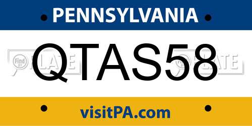 QTAS58 Pennsylvania License Plate