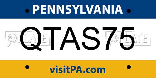 QTAS75 Pennsylvania License Plate