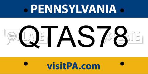QTAS78 Pennsylvania License Plate