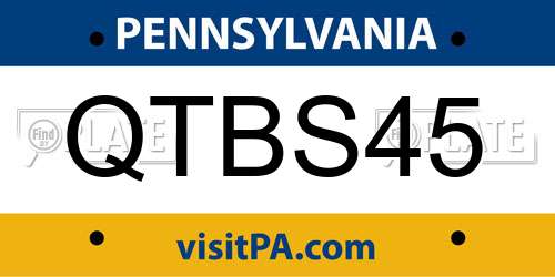QTBS45 Pennsylvania License Plate