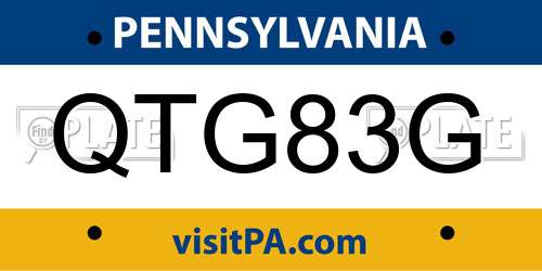 QTG83G Pennsylvania License Plate