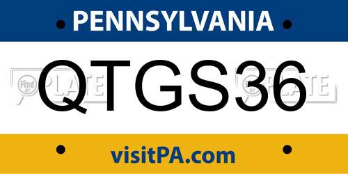 QTGS36 Pennsylvania License Plate