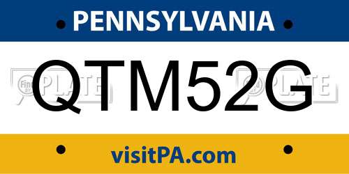 QTM52G Pennsylvania License Plate