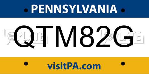 QTM82G Pennsylvania License Plate